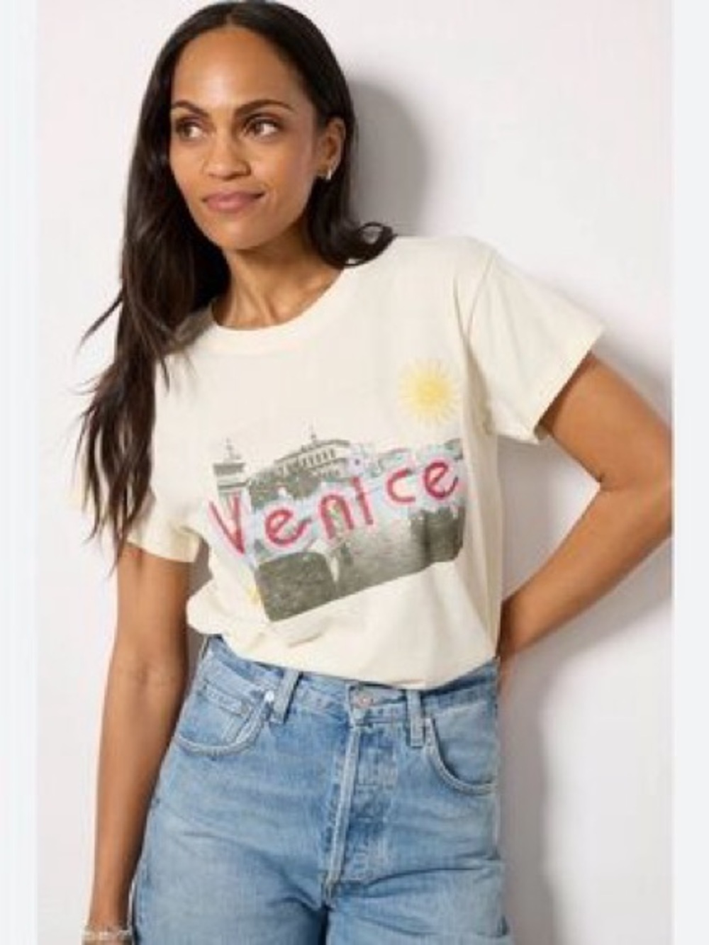 Graphic Venice Short-Sleeve Tee in Cream